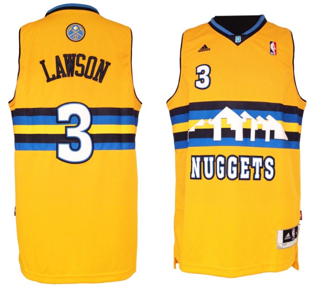 NBA Denver Nuggets 3 Ty Lawson Swingman Throwback Yellow Jersey